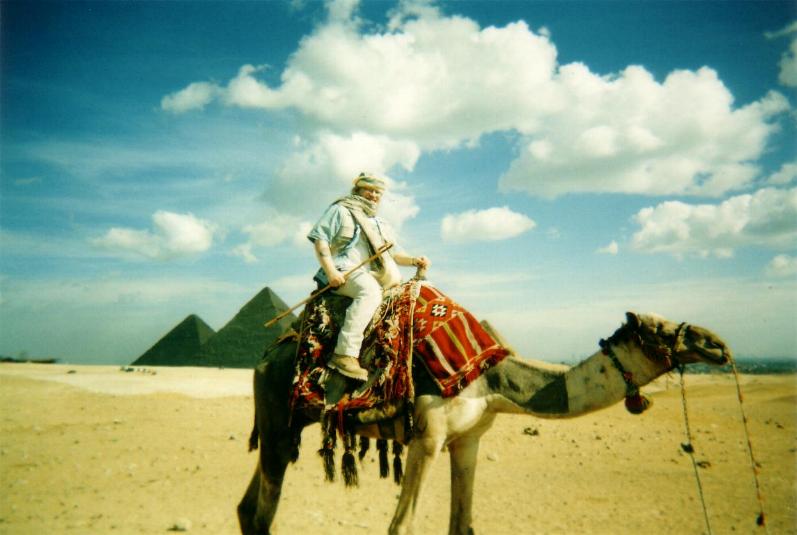 Steve on a camel - terrified!